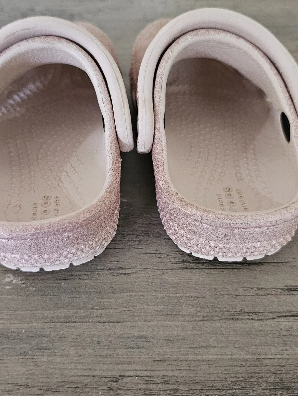 Crocs Kids Glitter Rose Pink Clog Shoes with Flower Charm Infant Girl 4